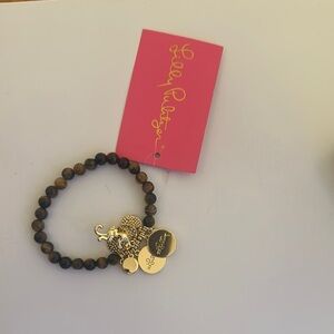 NWT! Lilly Pulitzer Tiger, Discs Gold and Brown Beaded Bracelet